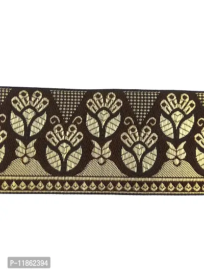 CARTZEYE Women's Saree Falls Lace Border Reel Jacquard Woven Heavy Design Work for Saree, Kurti, Dresses, Bandhani, Lehenga, Decorative Ribbon ( 7cm Width, 9 Meter) (Brown)-thumb4