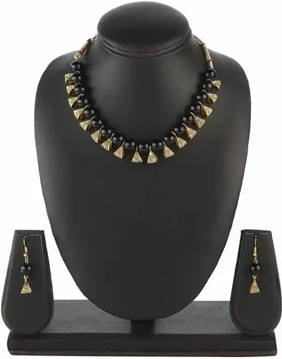 Vanya Stylish Oxidised Gold Beads Jewellery Set