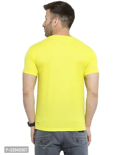 Polyster Round Neck Plain T shirt Yellow-thumb3