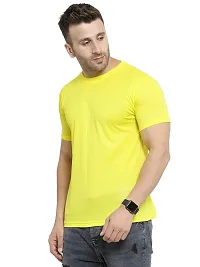 Polyster Round Neck Plain T shirt Yellow-thumb3