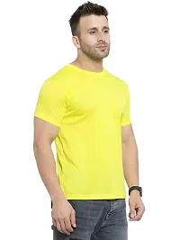 Polyster Round Neck Plain T shirt Yellow-thumb1