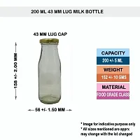 Miniature Mart Glass Fridge Bottle For Storage Use As Water Bottle, Milk Bottle, Juice Bottle With Air Tight Gold Cap | Give As Household Gifts (200, Curved, 8Pcs Milk Glass Jar)-thumb4