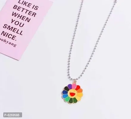 Elegant Alloy Sunflower Smiley Minimal Necklace For Women And Girls