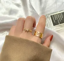 Shimmering Golden Alloy Butterfly Couple Rings-thumb1