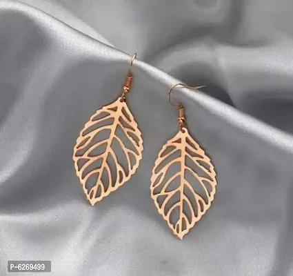 Shimmering Golden Alloy Leaf Earrings for Women And Girls-thumb0