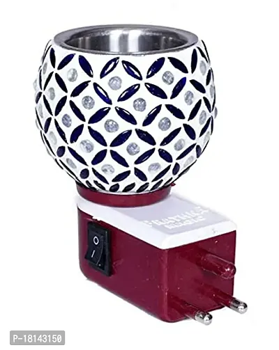 CARTBURG Kapoor Dani - Multipurpose Ceramic Electric Incense Burner Plug Camphor Kapoordani with Many Safety Features, Aroma Oil Burner Aroma Diffuser for Loban with Light Lamp((53 Blue Light)-thumb3