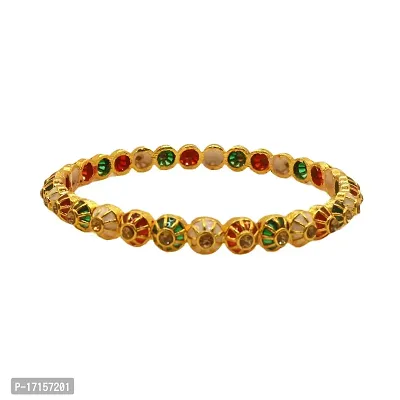 OMORFO Gold Plated Traditional Rajwadi Jewellery Inspired Ethnic Filigree Style Four Piece Bangles/Kada/Festive Bangles for Women and Girls-thumb3