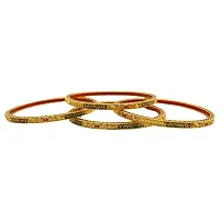 OMORFO Gold Plated Traditional Rajwadi Jewellery Inspired Ethnic Filigree Style Four Piece Bangles/Kada/Festive Bangles for Women and Girls-thumb1