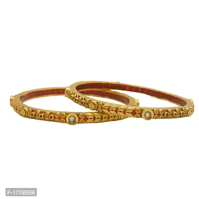 OMORFO Gold Plated Traditional Rajwadi Jewellery Inspired Ethnic Filigree Style Bangles/Kada/Festive Bangles for Women and Girls