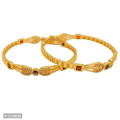 OMORFO Gold Plated Traditional Rajwadi Jewellery Inspired Ethnic Filigree Style Bangles/Kada/Festive Bangles for Women and Girls