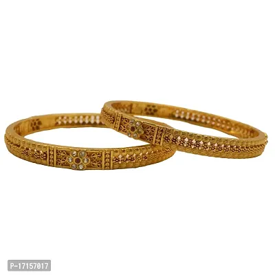 OMORFO Gold Plated Traditional Rajwadi Jewellery Inspired Ethnic Filigree Style Bangles/Kada/Festive Bangles for Women and Girls-thumb0