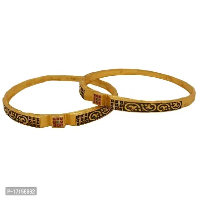 OMORFO Gold Plated Traditional Rajwadi Jewellery Inspired Ethnic Filigree Style Bangles/Kada/Festive Bangles for Women and Girls-thumb0