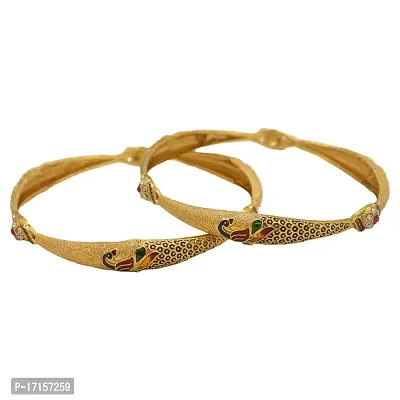 OMORFO Gold Plated Traditional Rajwadi Jewellery Inspired Ethnic Filigree Style Bangles/Kada/Festive Bangles for Women and Girls