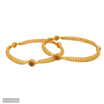 OMORFO Gold Plated Traditional Rajwadi Jewellery Inspired Ethnic Filigree Style Bangles/Kada/Festive Bangles for Women and Girls