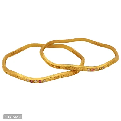 OMORFO Gold Plated Traditional Rajwadi Jewellery Inspired Ethnic Filigree Style Bangles/Kada/Festive Bangles for Women and Girls