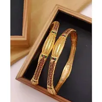 OMORFO Gold Plated Traditional Rajwadi Jewellery Inspired Ethnic Filigree Style Bangles/Kada/Festive Bangles for Women and Girls-thumb4