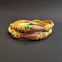 OMORFO Gold Plated Traditional Rajwadi Jewellery Inspired Ethnic Filigree Style Bangles/Kada/Festive Bangles for Women and Girls-thumb2