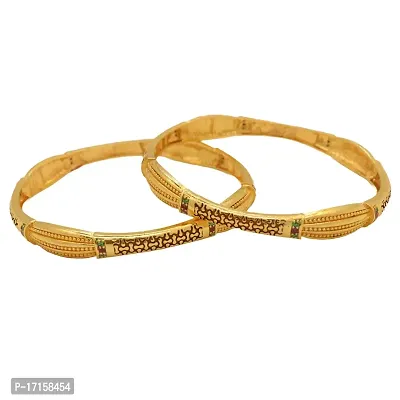 OMORFO Gold Plated Traditional Rajwadi Jewellery Inspired Ethnic Filigree Style Bangles/Kada/Festive Bangles for Women and Girls-thumb0