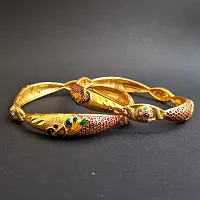 OMORFO Gold Plated Traditional Rajwadi Jewellery Inspired Ethnic Filigree Style Bangles/Kada/Festive Bangles for Women and Girls-thumb1