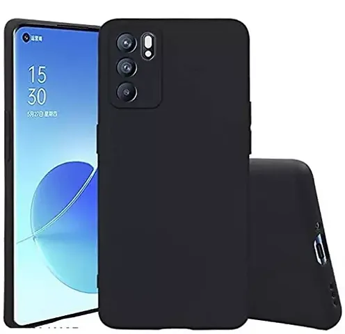 AARERED Soft and Flexible Back Cover for Oppo Reno 6 5G Plain Black Matte Finish