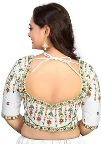 Koladiya Enterprise Womens Jt-014 Fancy Silk Embroidered Unstitched Blouse Piece (White)-thumb1