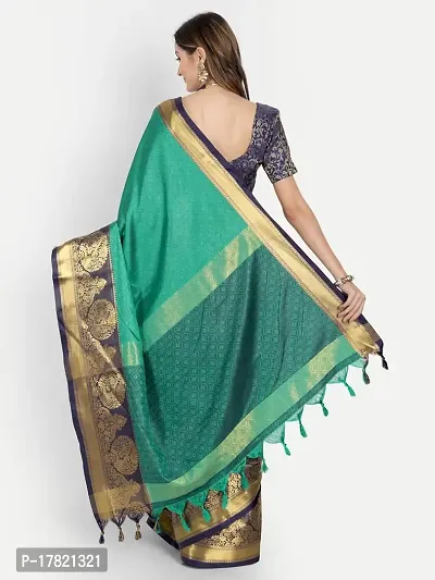 Koladiya Enterprise Women's Kajal Cotton Silk Woven Mysore Saree with Unstitched Blouse Piece (Green)-thumb2