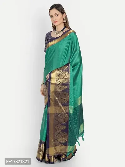 Koladiya Enterprise Women's Kajal Cotton Silk Woven Mysore Saree with Unstitched Blouse Piece (Green)-thumb4