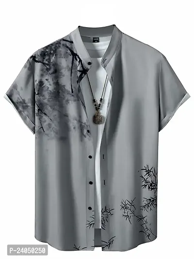 Hmkm Men Casual and Printrd Shirts,Casual Shirts (X-Large, Grey Tree)