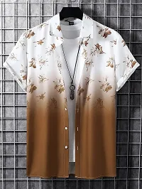 Hmkm Caual fit Shrit for Men (X-Large, Brown Flower)-thumb1