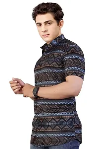 Hmkm Funky Printed Shirt for Men Half Sleeves (X-Large, New Black)-thumb1