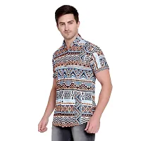 SL FASHION Funky Printed Shirt for Men Half Sleeves (X-Large, BlueBrown KURTO)-thumb3