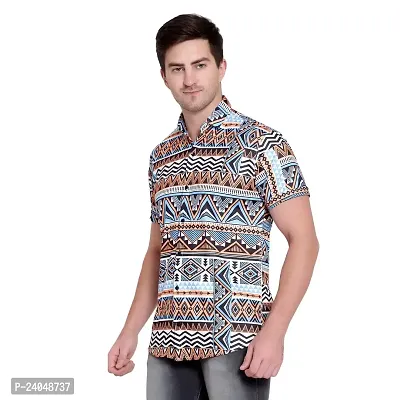 SL FASHION Funky Printed Shirt for Men Half Sleeves (X-Large, BlueBrown KURTO)-thumb4