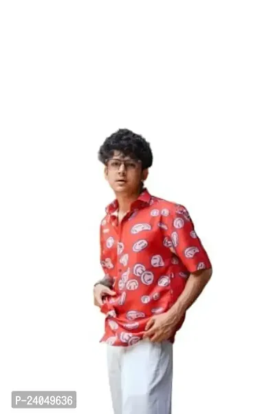 SL Fashion Men's Slim Fit Casual Shirt (XL, RED SMILY)-thumb0