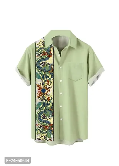 SL FASHION Funky Printed Shirt for Men Half Sleeves (X-Large, Snake Green)