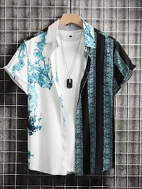 SL FASHION Funky Printed Shirt for Men. (X-Large, BlueWhite)-thumb1