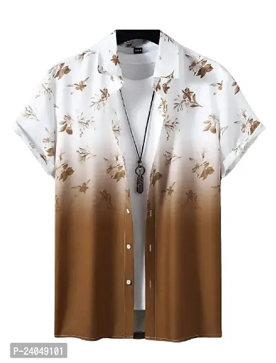 Hmkm Men Printed Casual Shirts (X-Large, Brown Flower)