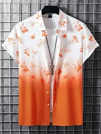 Hmkm Men Printed Casual Shirts (X-Large, Orange Flower)-thumb1