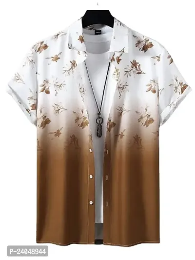 Hmkm Men's Casual Shirts for Active Wear. (X-Large, Brown Flower)-thumb5