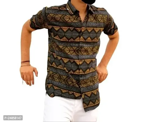 Hmkm Men Printed Casual Shirts for Daily wear (X-Large, New Black)