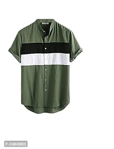 Hmkm Men Printed Casual Shirts (X-Large, Green PATTO)