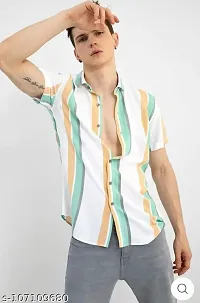 Hmkm Men Printed Casual Shirts (X-Large, Orange White)-thumb3