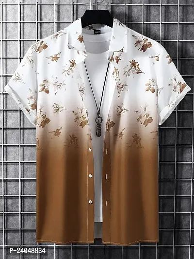 SL FASHION Regular Fit Floral Print Casual Shirt (X-Large, Brown Flower)-thumb2