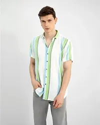 Hmkm Men Printed Casual Shirts (X-Large, Green  White)-thumb2