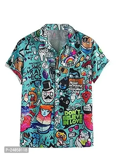 Hmkm Funky Printed Shirt for Men Half Sleeves (X-Large, Dont Belive)