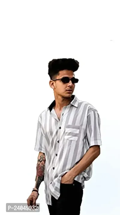 SL Fashion Men's Slim Fit Casual Shirt (XL, WHITE PATTO)