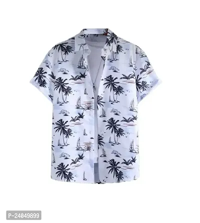 SL FASHION Regular Fit Floral Print Casual Shirt (X-Large, White Tree)