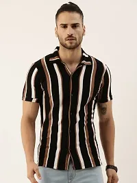 Hmkm Casual Shirt for Men|| Shirt for Men|| Men Stylish Shirt || Men Printed Shirt (X-Large, BrownBlack LINE)-thumb3