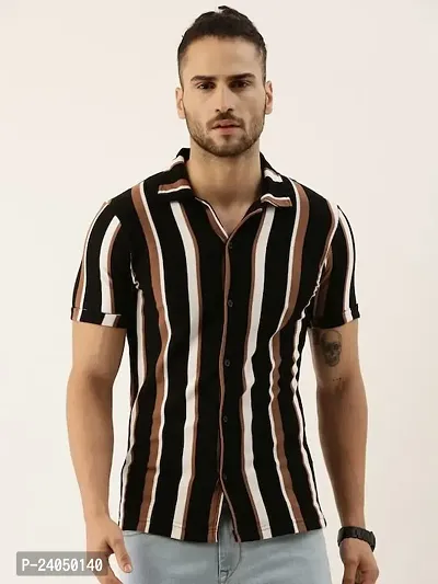 Hmkm Casual Shirt for Men|| Shirt for Men|| Men Stylish Shirt || Men Printed Shirt (X-Large, BrownBlack LINE)-thumb4