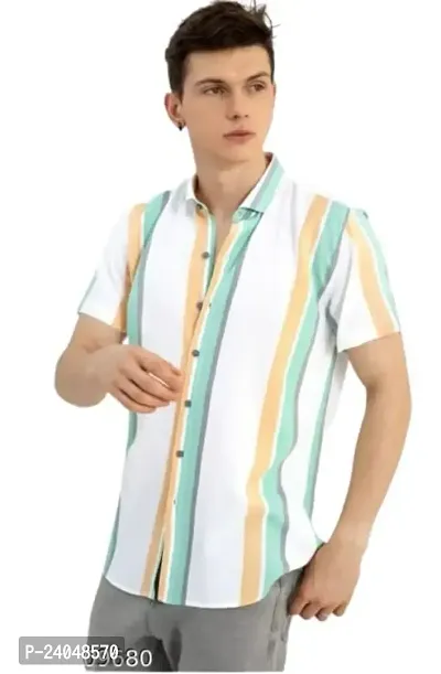 SL FASHION Funky Printed Shirt for Men Half Sleeves. (X-Large, orng  Whith)