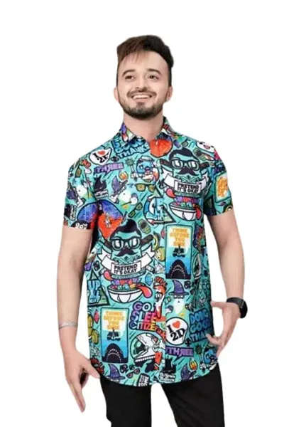 SL FASHION Funky Shirt for Men Half Sleeves (X-Large, Dont Belive)